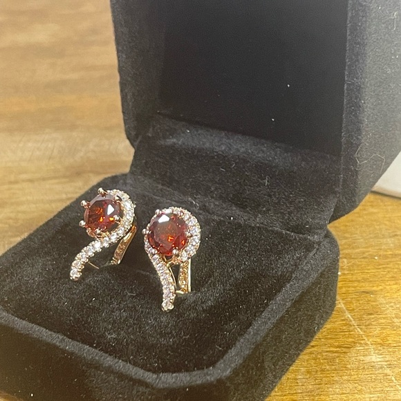 2.46ct Sapphire Earrings Rolled 14k ORANGE & WHITE - Picture 8 of 11